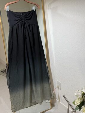 Raviya Black Ombre Maxi Swim Coverup Dress Strapless Large